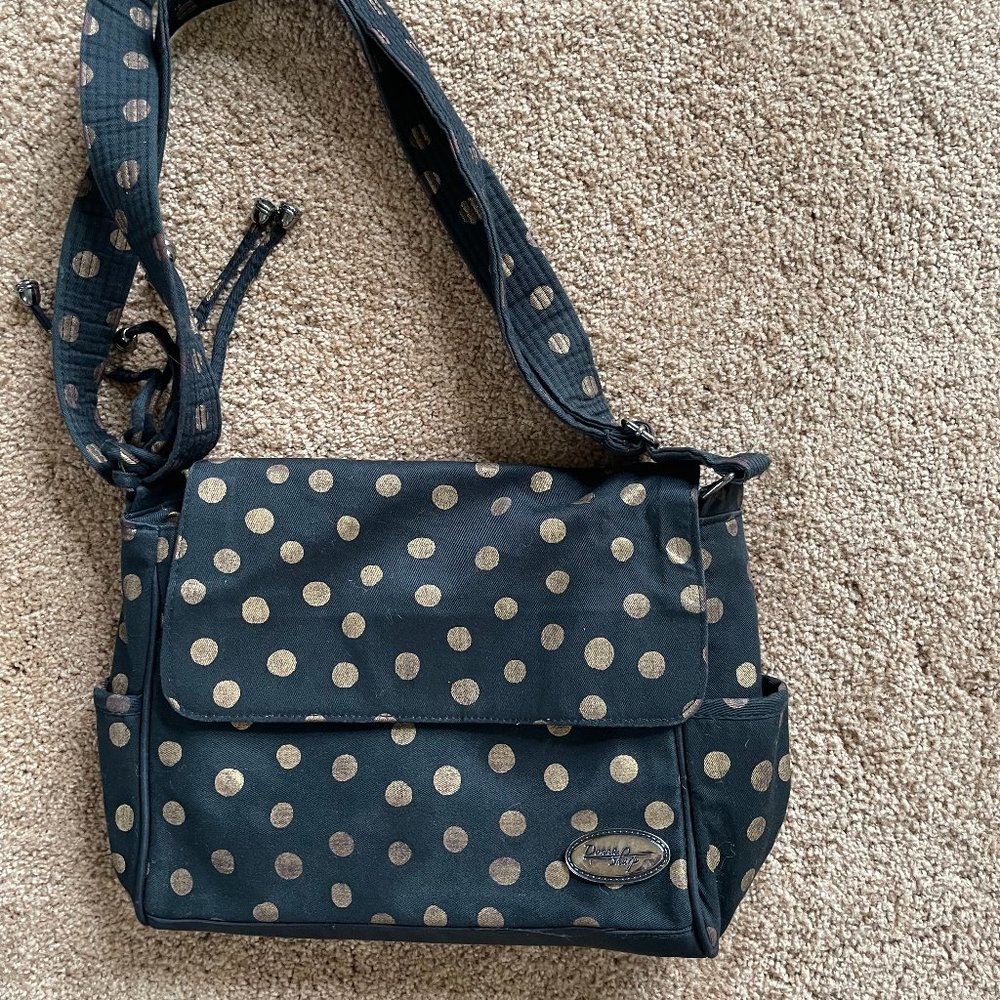 Donna Sharp Black Gold Polka Dot Flap Crossbody
